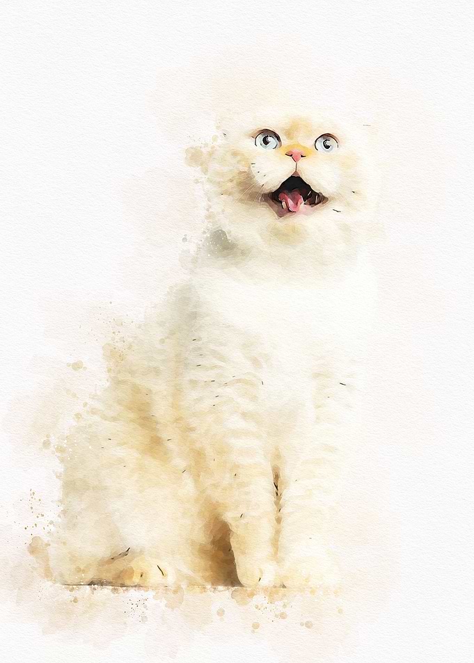 Vintage Cat Watercolor
