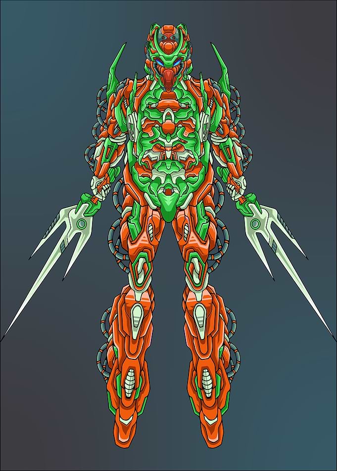 Futuristic mecha robot