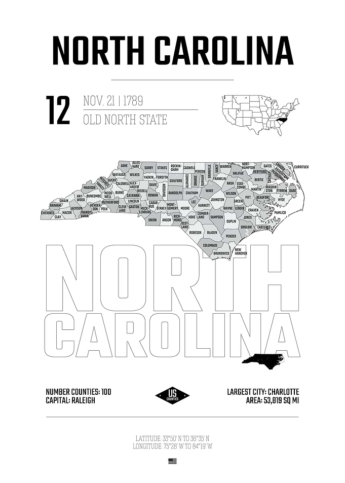 North Carolina USA map