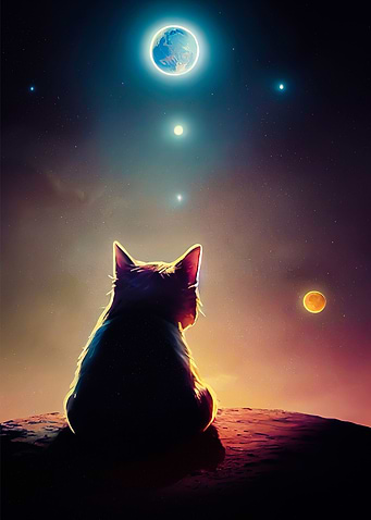 Cat Moon and Stars