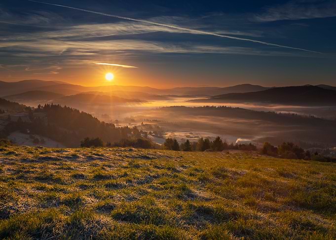 Autumn sunrise in mountain