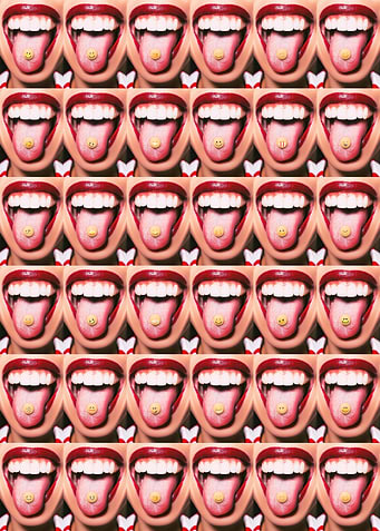 Drug pill smiley on tongue