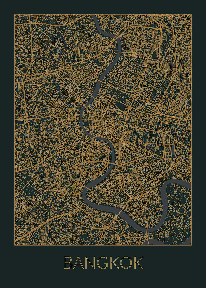 Bangkok Gray Orange Map