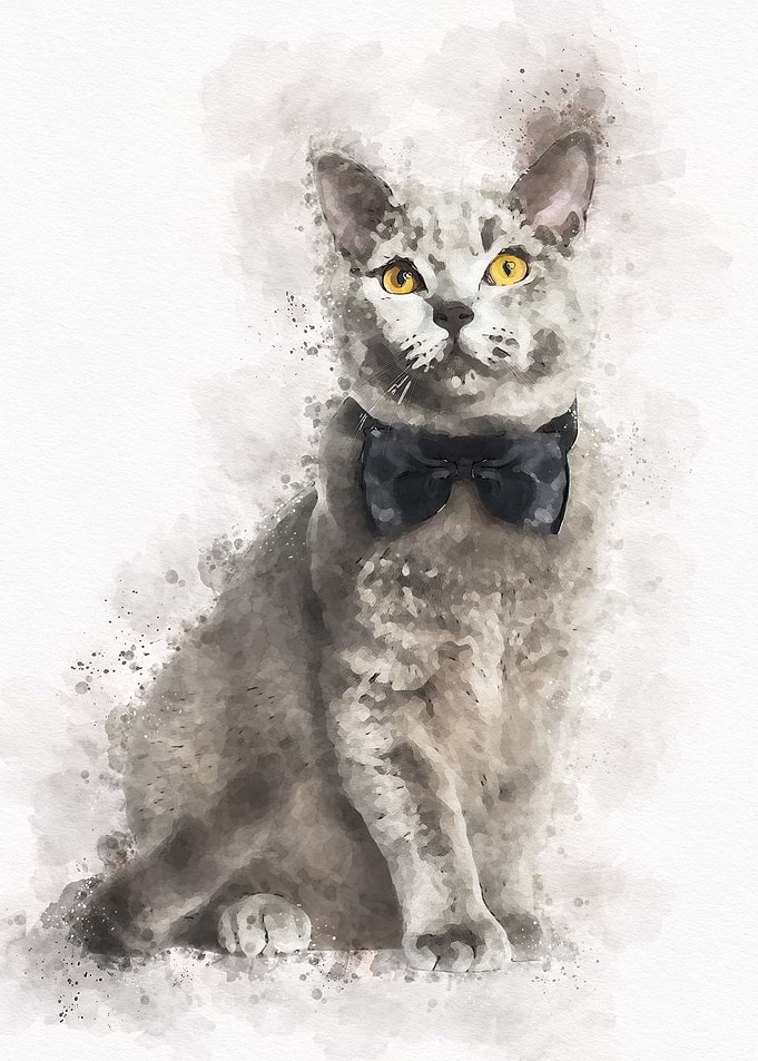 Vintage Cat Watercolor