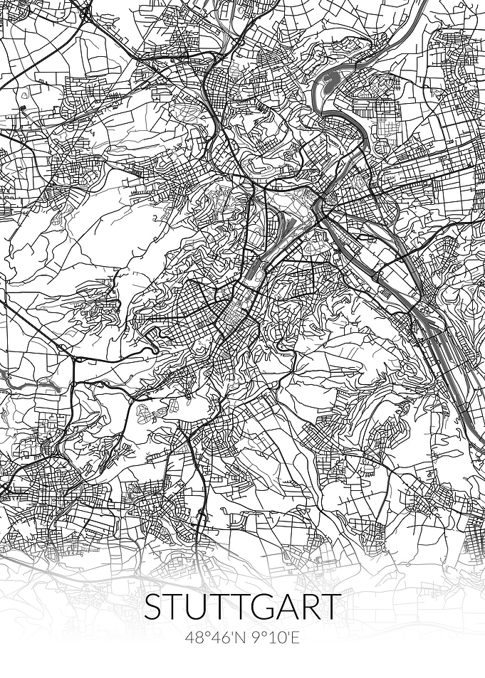 Stuttgart White Black Map