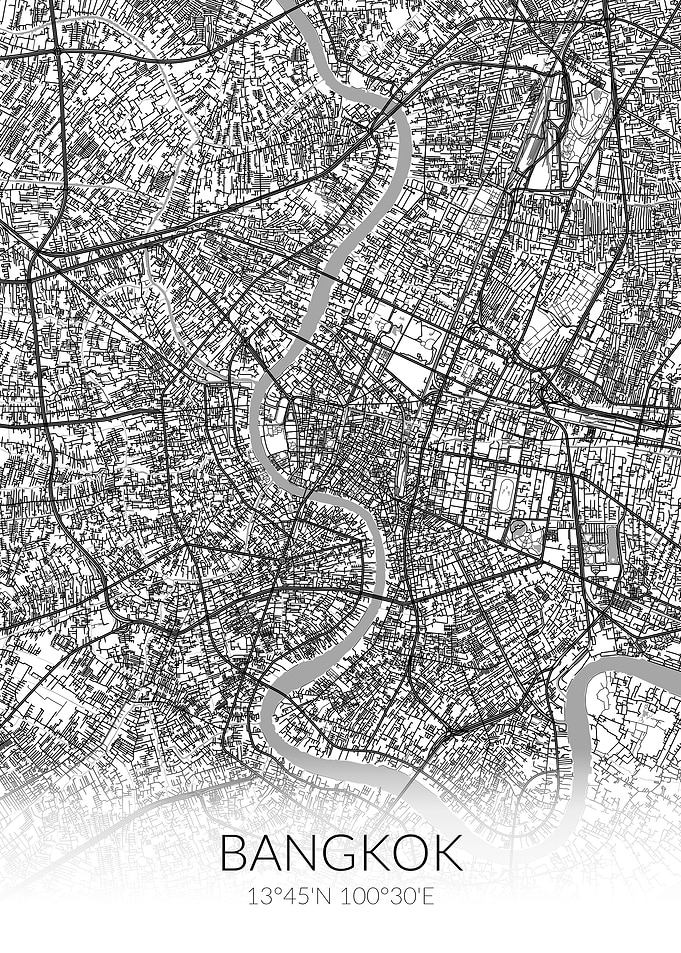 Bangkok White Black Map