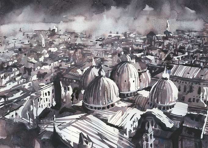 Venice Italy skyline art
