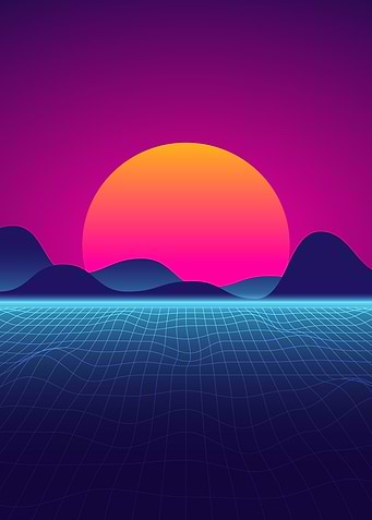 Vaporwave sunset neon