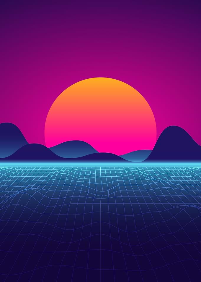 Vaporwave sunset neon
