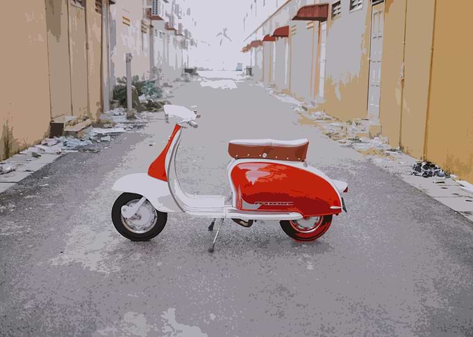 White and Red Vespa