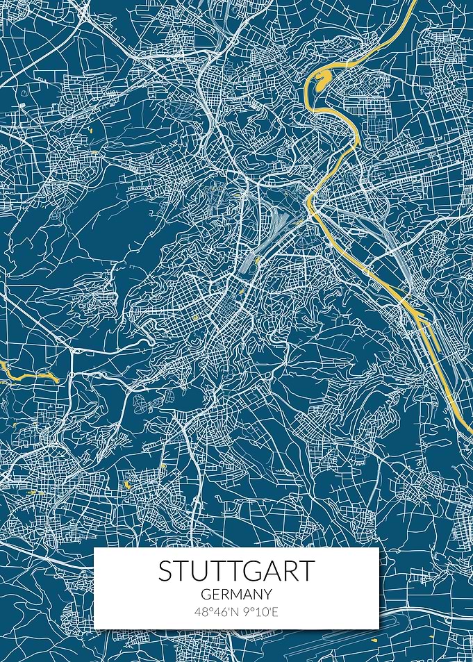 Stuttgart Map Blue Yellow