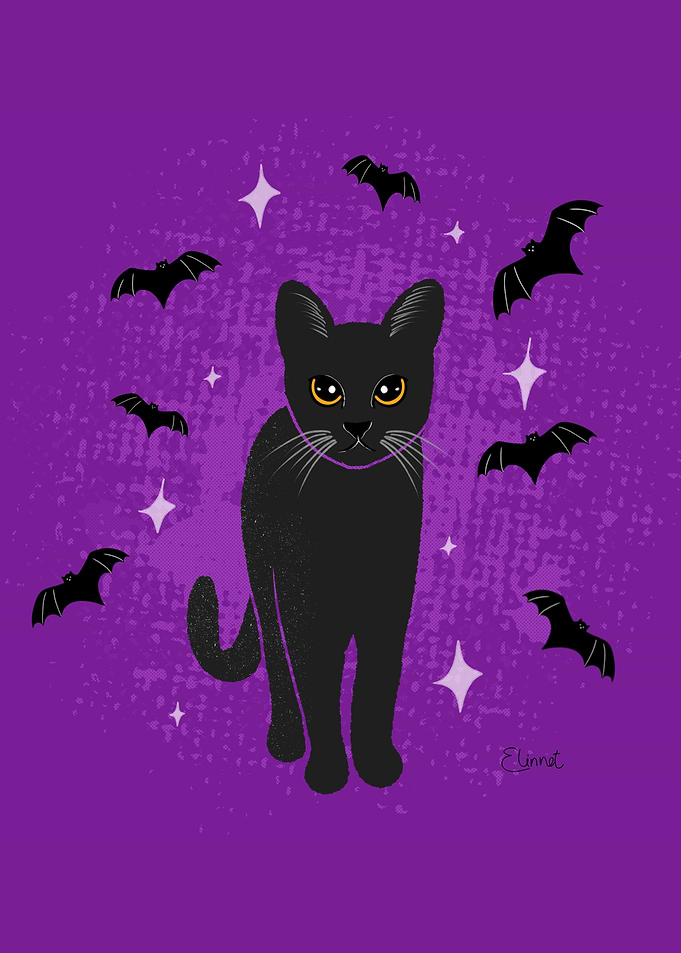 Black Halloween cat