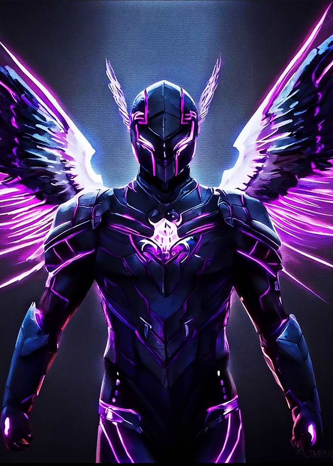 Black Robot Purple Aura