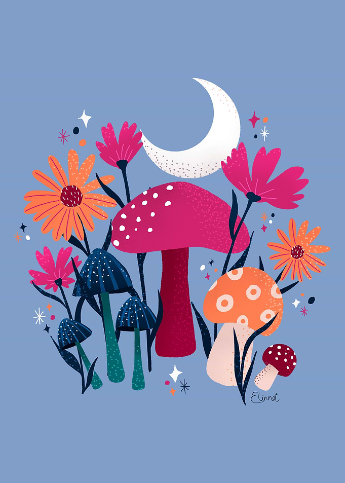Mushrooms and florals