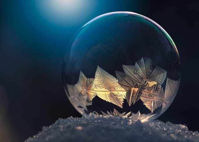 Soap bubble frozen