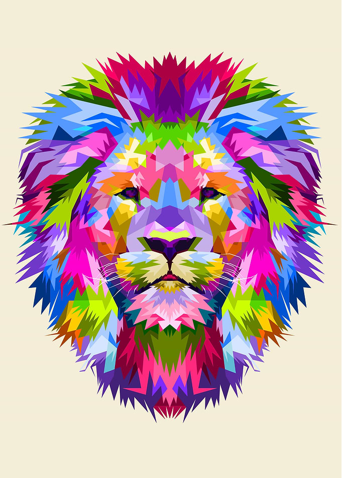 Colorful lion head