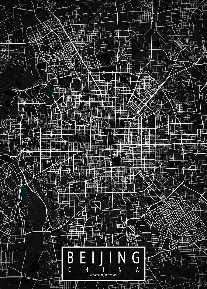 Beijing City Map Dark