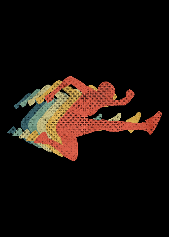 Hurdles Man Running Retro