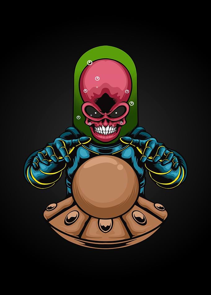 Fortune teller alien skull