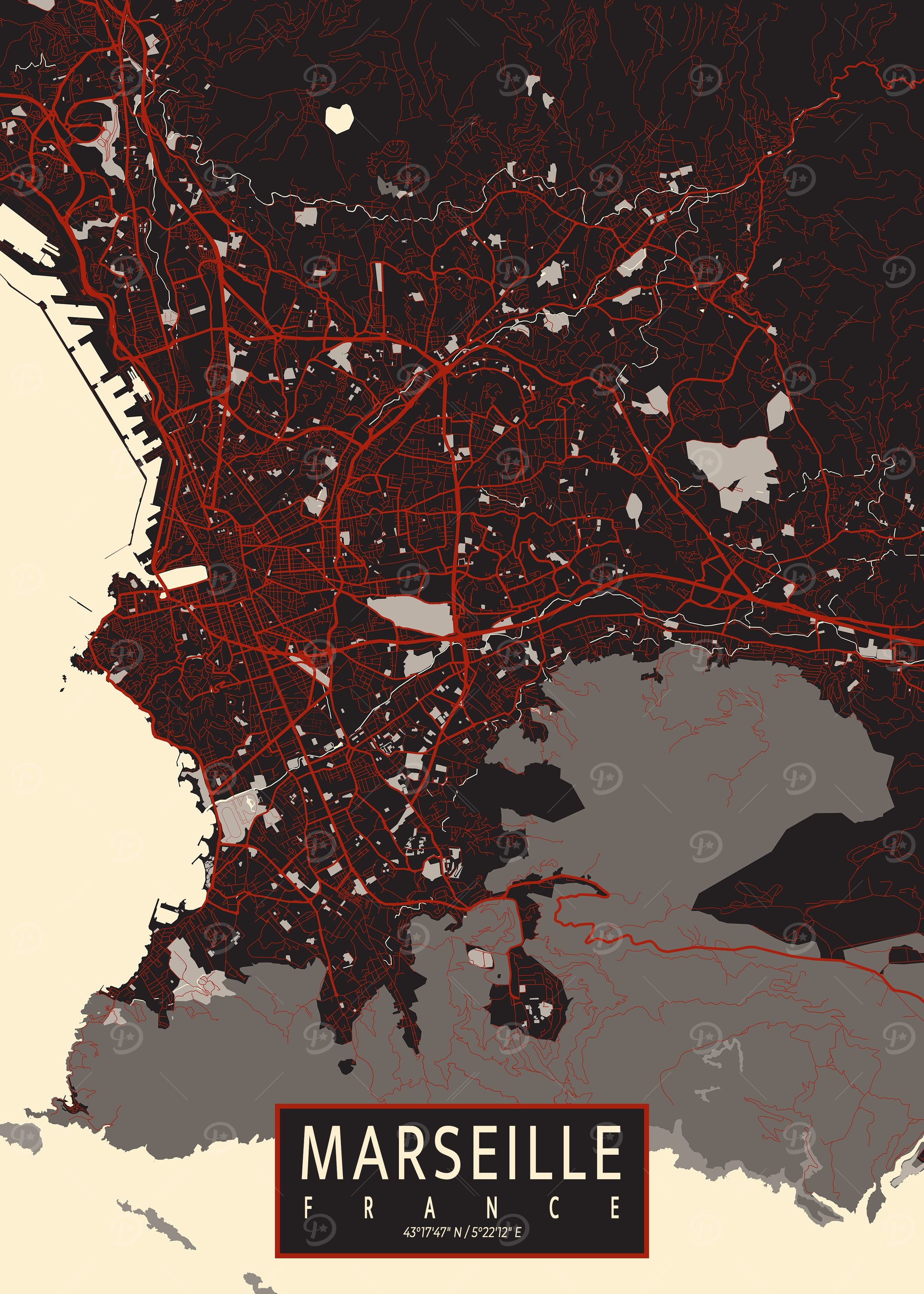 Marseille City Map Vector