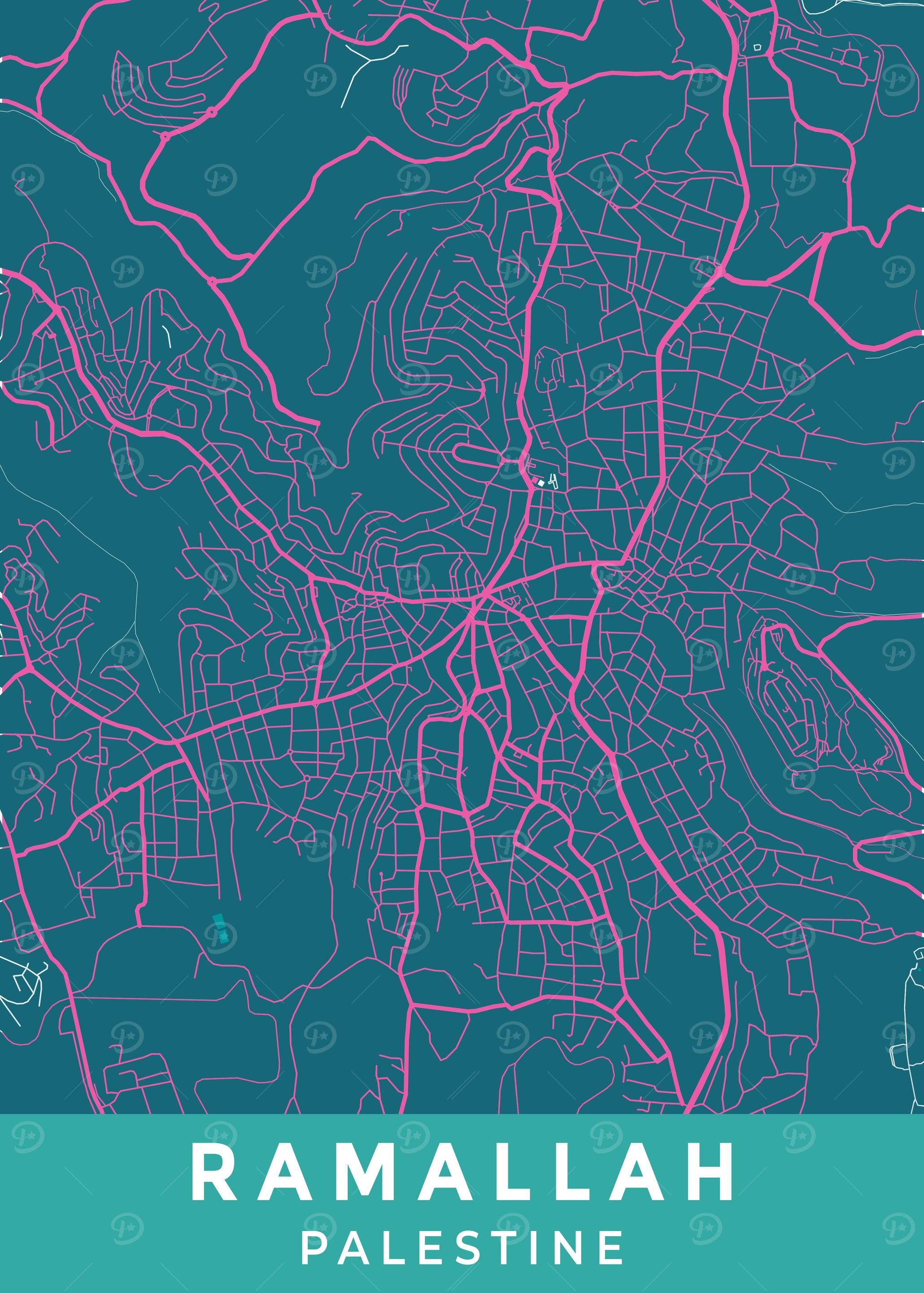Ramallah Palestine Map Art