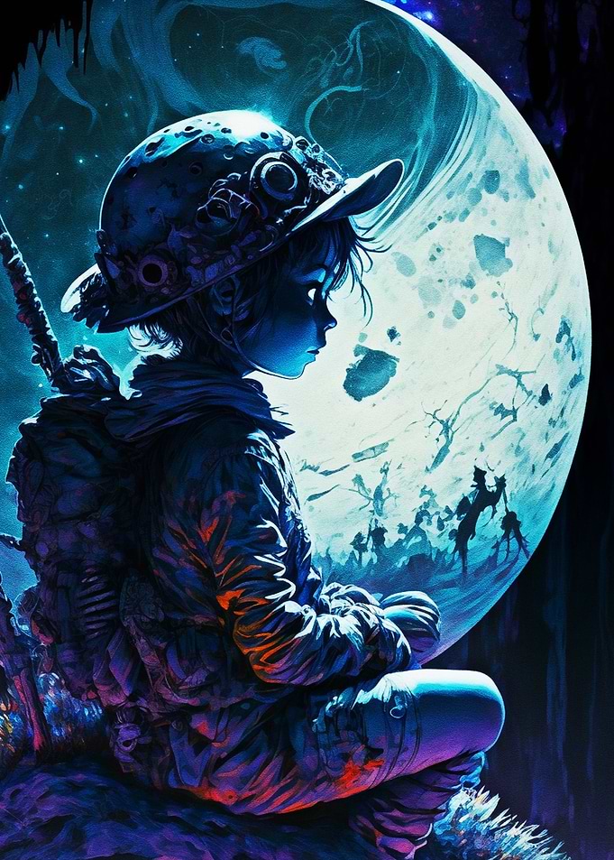 people in hats on the moon
