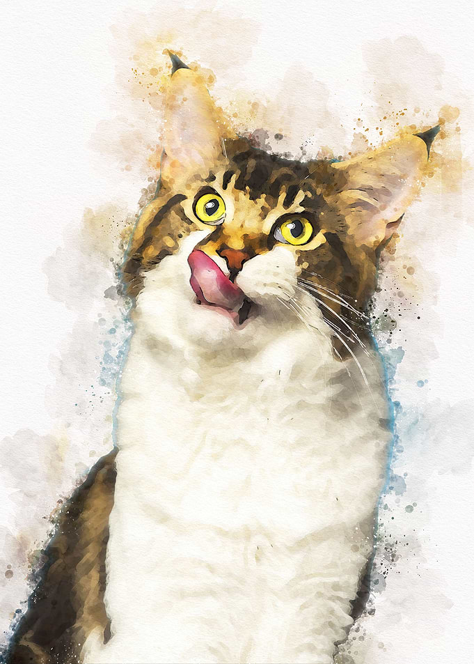 Vintage Cat Watercolor