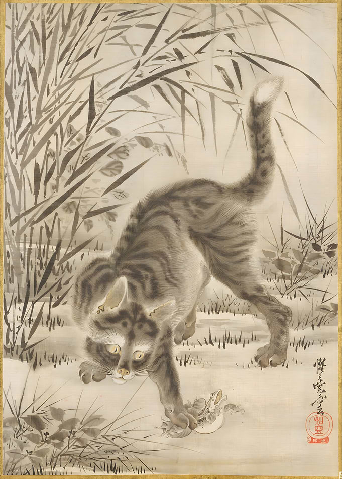 Ukiyo e Cat and Frog