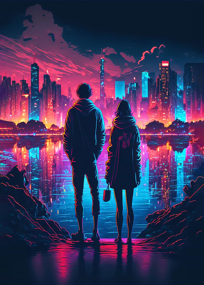 Couple Cyberpunk Landscape
