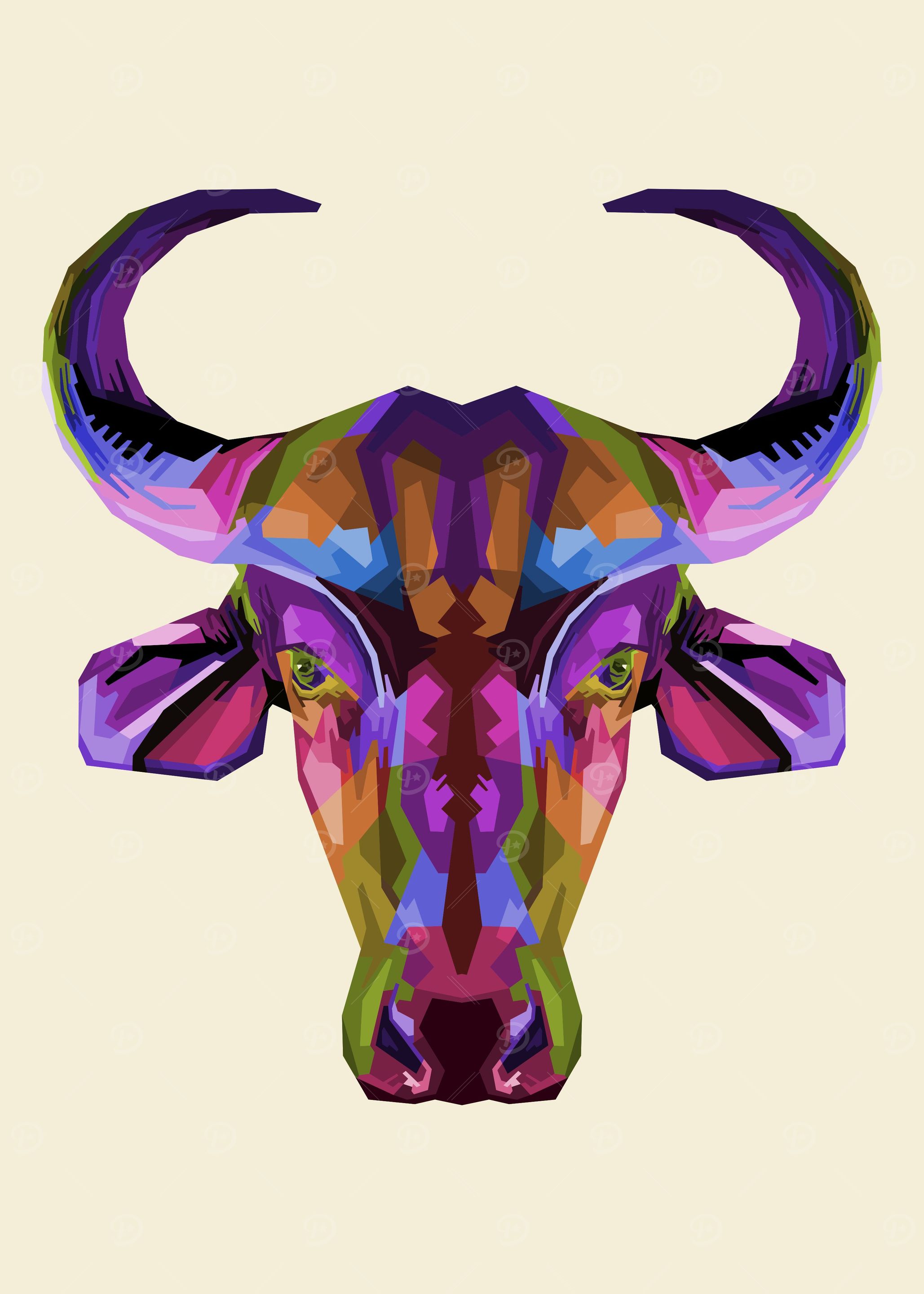 Colorful bull geometric