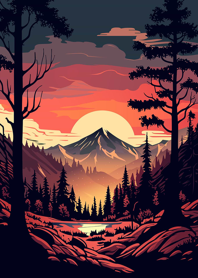 Mountains sunset
