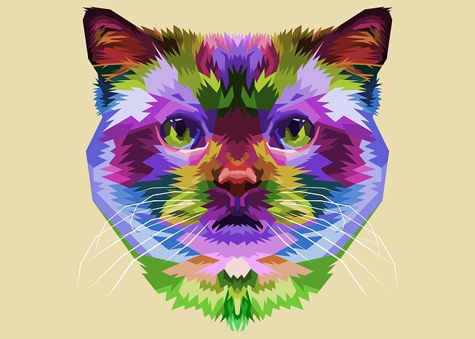Colorful cat head