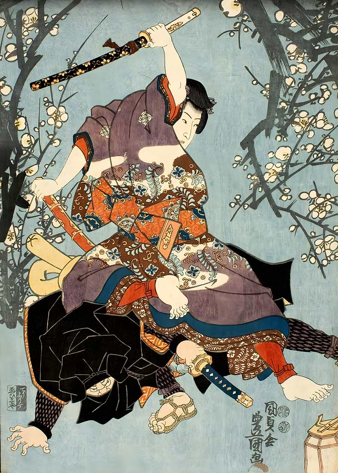 Ukiyo e Samurai Blossom