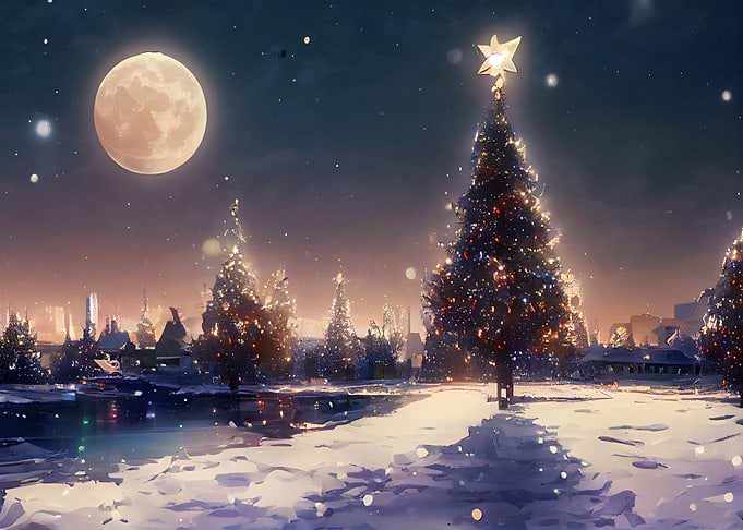 Christmas Tree by the Moon