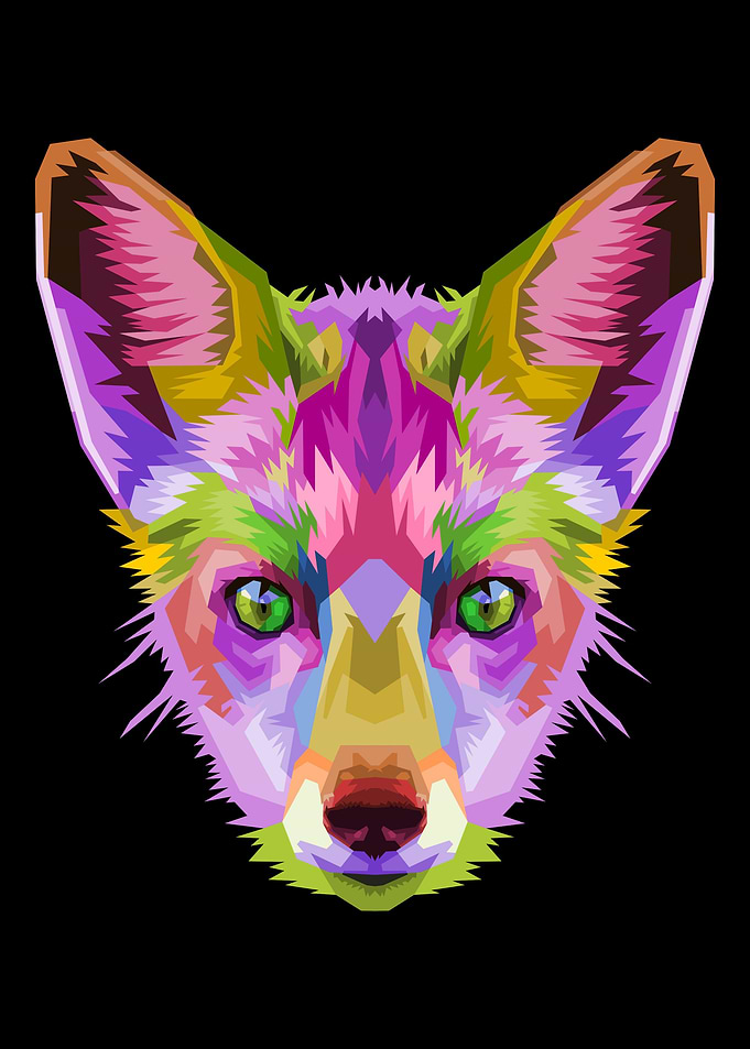 Colorful fox on pop art