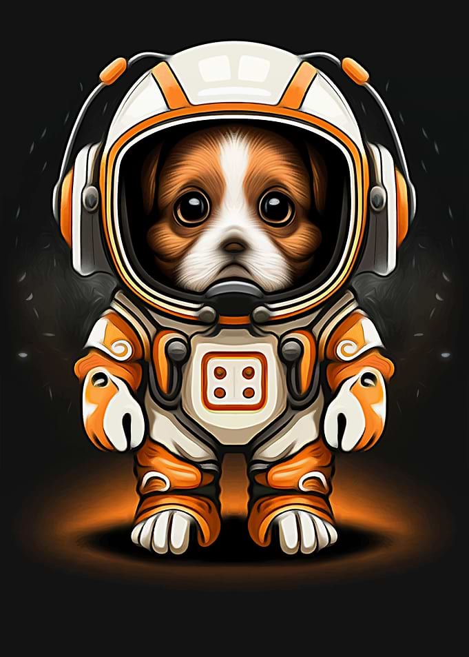 Dog astronaut in space