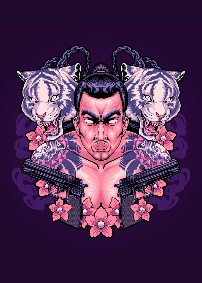 Japanese yakuza mascot