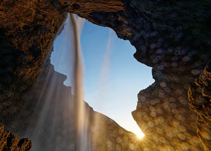In the waterfall
