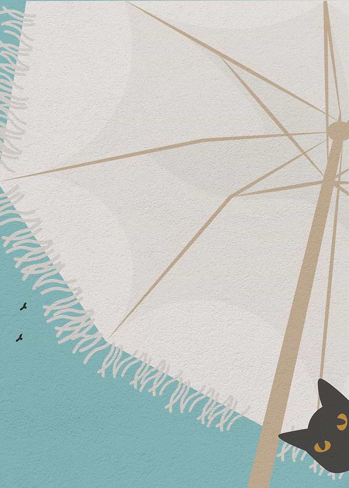 Cat Behind An Umbrella