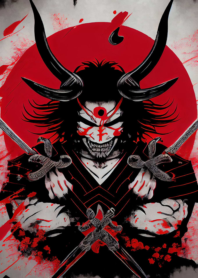 Japanese Samurai Ink Wash