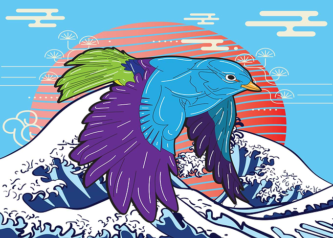bird with japanese style