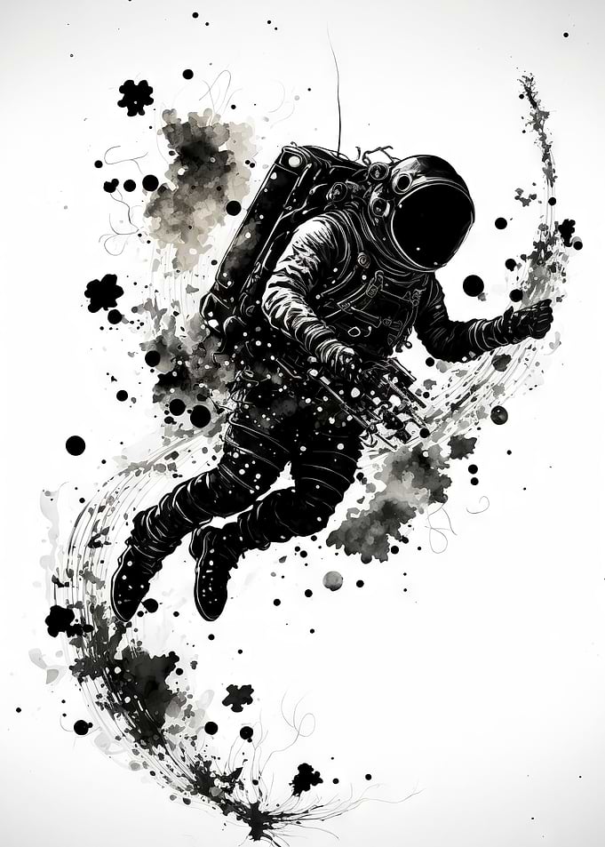 Astronaut Ink Painting