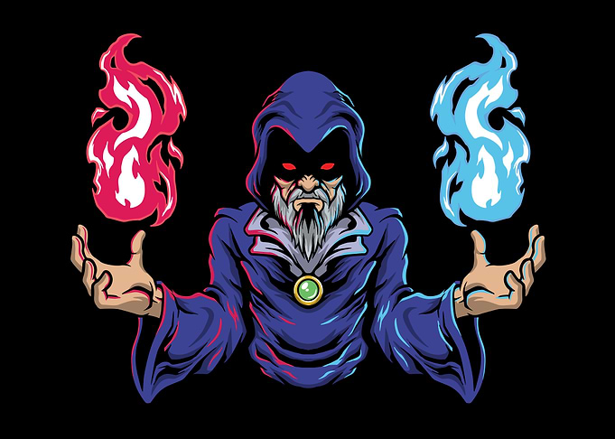 Wizard red and blue