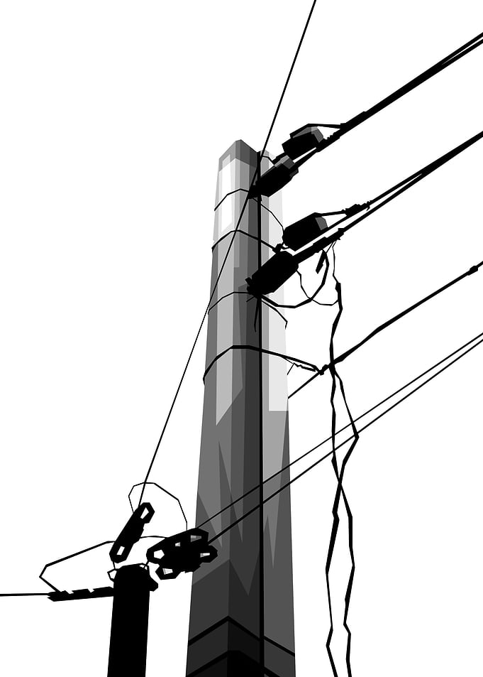 Power pole Grayscale Print