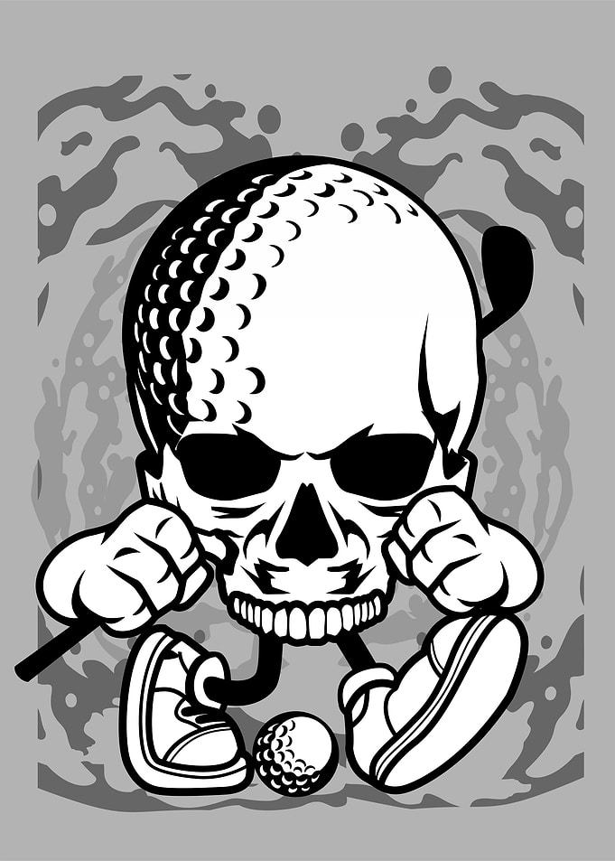 golf skull cartoon