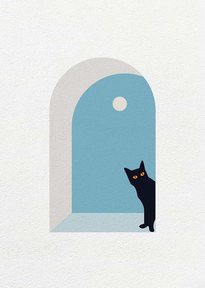 Cat Behind a Window