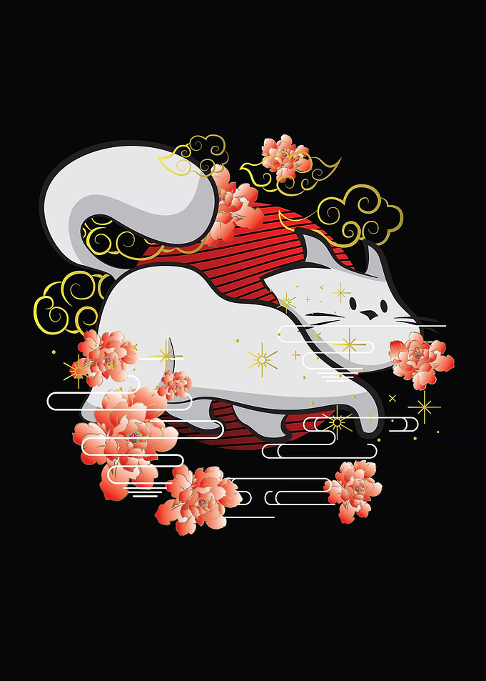 Cat with japanese style