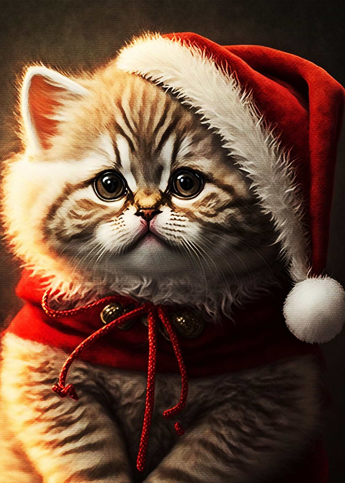Santa dressed cat