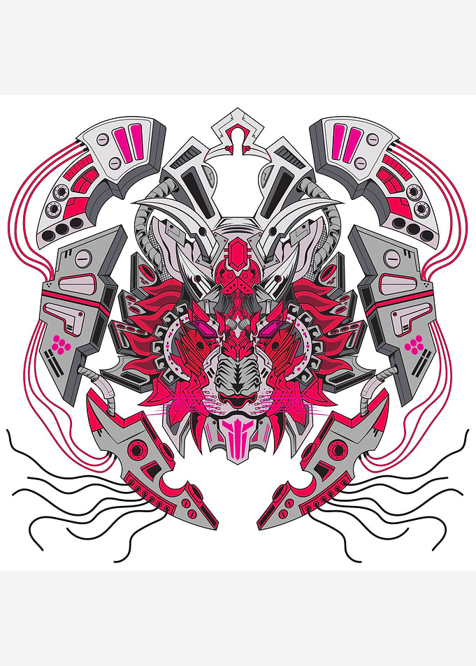 Robotic lion mecha