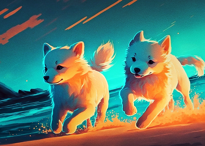 Dogs Playing on the beach